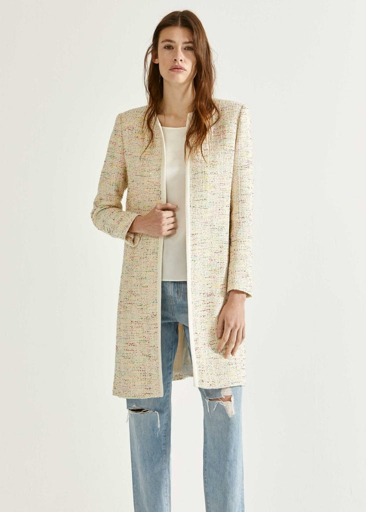 Short multicolor tweed coat