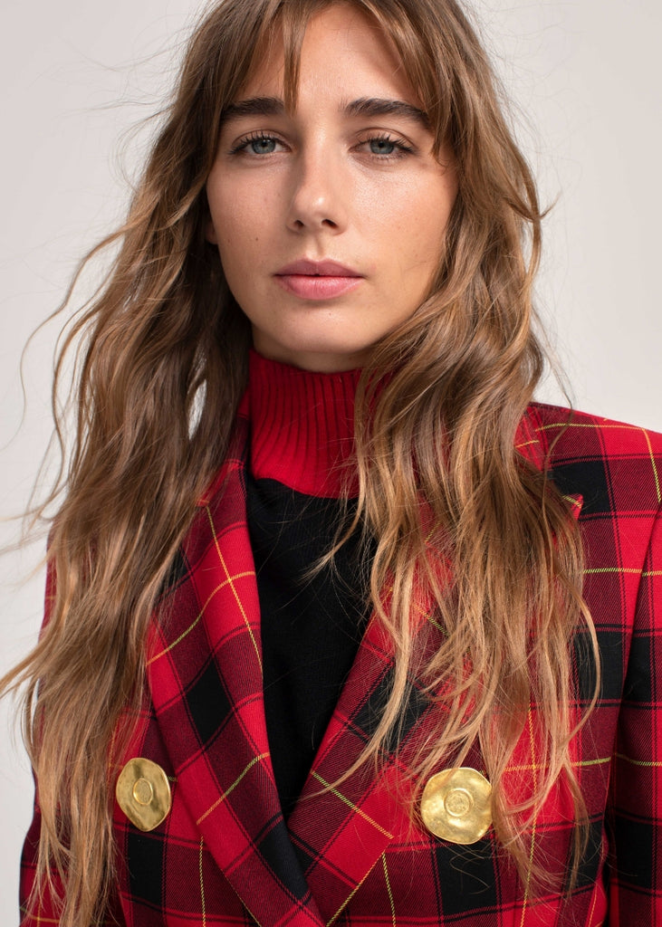 Veste croisée à motif tartan