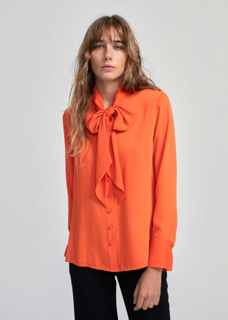 Blouse Orange à Nœud