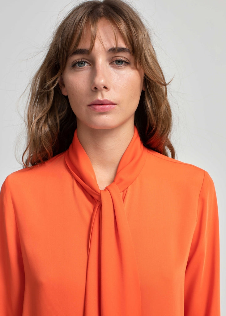 Blouse Orange à Nœud