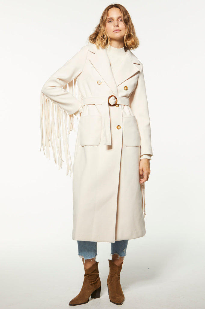 Manteau avec ceinture - BLANC CASSE