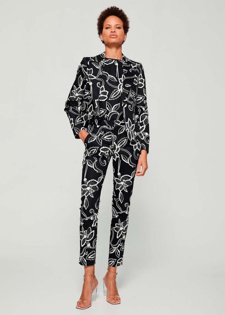 Two-tone floral print fitted jacket