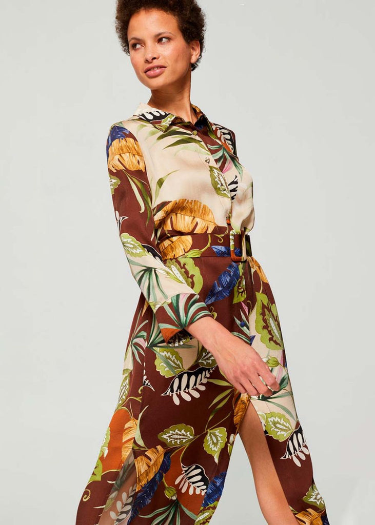 Long safari print dress