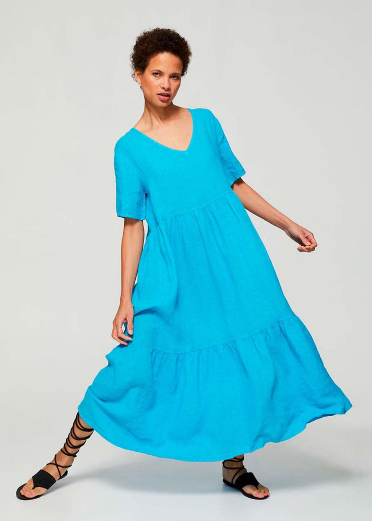 Robe en lin turquoise - TURQUOISE_MOYEN