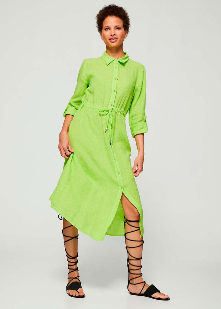 
Robe chemise en lin vert anis - ANIS