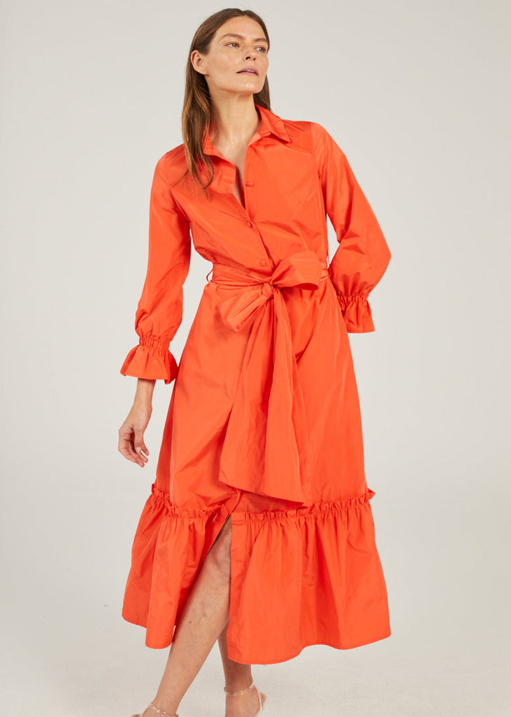 Robe taffeta orange  - ORANGE VIF